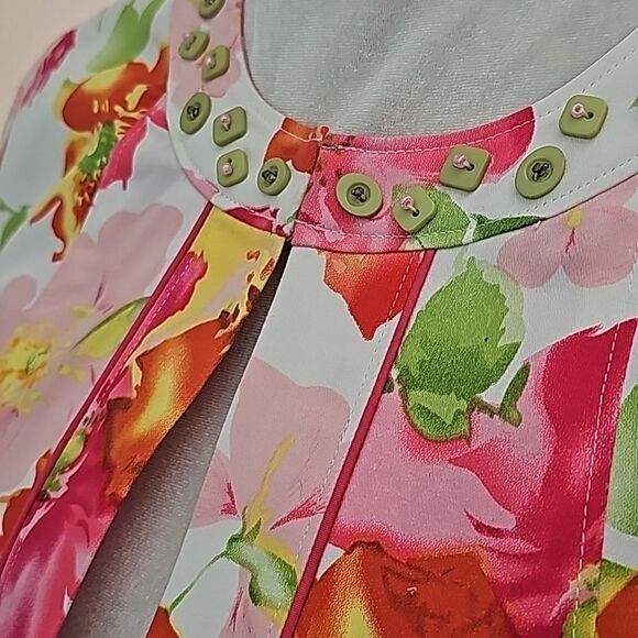Joni B bright floral print lined jacket features embellished collar size medium - Picture 8 of 13